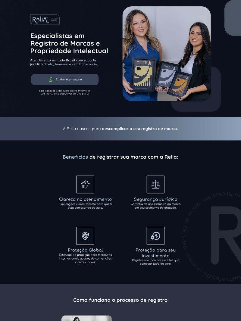 Site da Relia Registro de Marcas
